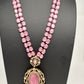 Victoraian Mehendi Finish Monalisa Beads Necklace - Pink