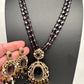 Victoraian Mehendi Finish Monalisa Beads Necklace - Purple