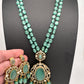 Victoraian Mehendi Finish Monalisa Beads Necklace - LightGreen