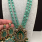 Victoraian Mehendi Finish Monalisa Beads Necklace - LightGreen