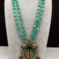 Victoraian Mehendi Finish Monalisa Beads Necklace - LightGreen