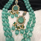 Victoraian Mehendi Finish Monalisa Beads Necklace - LightGreen