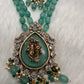 Victoraian Mehendi Finish Monalisa Beads Necklace - LightGreen