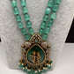 Victoraian Mehendi Finish Monalisa Beads Necklace - LightGreen