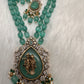 Victoraian Mehendi Finish Monalisa Beads Necklace - LightGreen