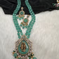 Victoraian Mehendi Finish Monalisa Beads Necklace - LightGreen