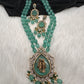 Victoraian Mehendi Finish Monalisa Beads Necklace - LightGreen
