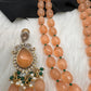 Victoraian Mehendi Finish Monalisa Beads Necklace - PeachPuff