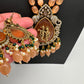Victoraian Mehendi Finish Monalisa Beads Necklace - PeachPuff