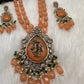 Victoraian Mehendi Finish Monalisa Beads Necklace - PeachPuff