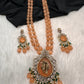 Victoraian Mehendi Finish Monalisa Beads Necklace - PeachPuff