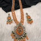 Victoraian Mehendi Finish Monalisa Beads Necklace - PeachPuff