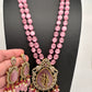 Victoraian Mehendi Finish Monalisa Beads Necklace - Pink