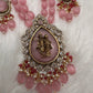 Victoraian Mehendi Finish Monalisa Beads Necklace - Pink
