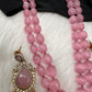 Victoraian Mehendi Finish Monalisa Beads Necklace - Pink