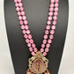 Victoraian Mehendi Finish Monalisa Beads Necklace - Pink