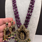 Victoraian Mehendi Finish Monalisa Beads Necklace - Purple