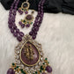 Victoraian Mehendi Finish Monalisa Beads Necklace - Purple