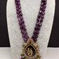 Victoraian Mehendi Finish Monalisa Beads Necklace - Purple