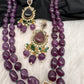 Victoraian Mehendi Finish Monalisa Beads Necklace - Purple