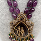 Victoraian Mehendi Finish Monalisa Beads Necklace - Purple