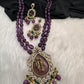 Victoraian Mehendi Finish Monalisa Beads Necklace - Purple