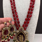 Victoraian Mehendi Finish Monalisa Beads Necklace - Red