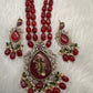 Victoraian Mehendi Finish Monalisa Beads Necklace - Red