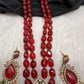 Victoraian Mehendi Finish Monalisa Beads Necklace - Red