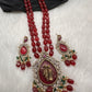 Victoraian Mehendi Finish Monalisa Beads Necklace - Red