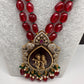 Victoraian Mehendi Finish Monalisa Beads Necklace - Red