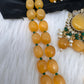 Victoraian Mehendi Finish Monalisa Beads Radha Krishna Necklace - Yellow