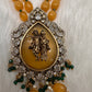 Victoraian Mehendi Finish Monalisa Beads Radha Krishna Necklace - Yellow
