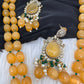 Victoraian Mehendi Finish Monalisa Beads Radha Krishna Necklace - Yellow