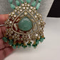 Moissanite Victoraian Mehendi Finish Monalisa Beads Necklace - LightGreen
