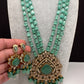 Moissanite Victoraian Mehendi Finish Monalisa Beads Necklace - LightGreen