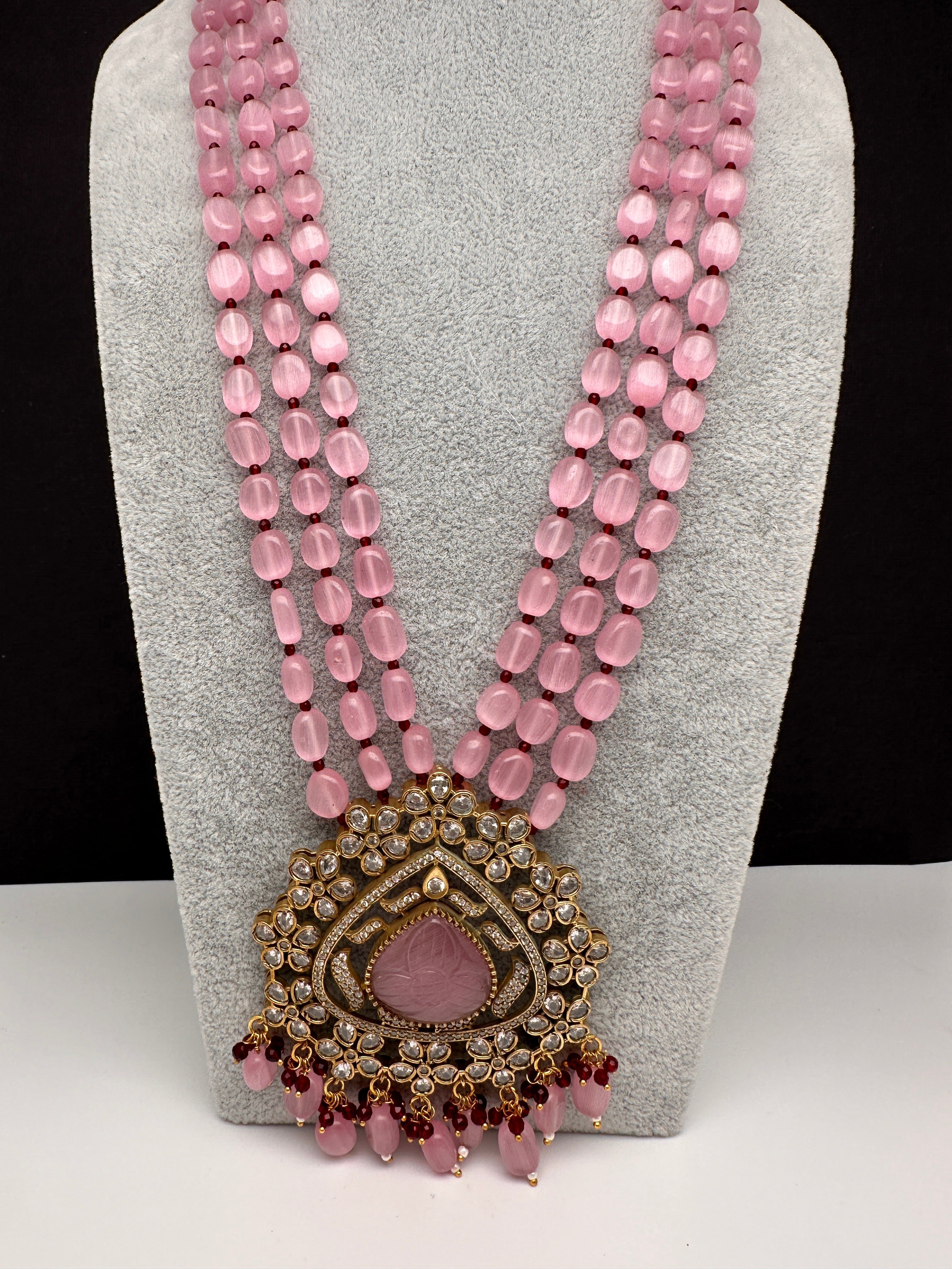 Moissanite Victoraian Mehendi Finish Monalisa Beads Necklace