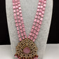 Moissanite Victoraian Mehendi Finish Monalisa Beads Necklace - Pink