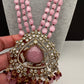 Moissanite Victoraian Mehendi Finish Monalisa Beads Necklace - Pink