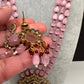Moissanite Victoraian Mehendi Finish Monalisa Beads Necklace - Pink