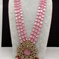 Moissanite Victoraian Mehendi Finish Monalisa Beads Necklace - Pink