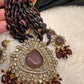 Moissanite Victoraian Mehendi Finish Monalisa Beads Necklace - Purple