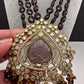 Moissanite Victoraian Mehendi Finish Monalisa Beads Necklace - Purple