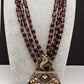 Peacock Moissanite Victoraian Mehendi Finish Monalisa Beads Necklace - Brown