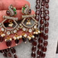 Peacock Moissanite Victoraian Mehendi Finish Monalisa Beads Necklace - Brown