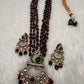 Peacock Moissanite Victoraian Mehendi Finish Monalisa Beads Necklace - Brown