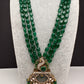 Peacock Moissanite Victoraian Mehendi Finish Monalisa Beads Necklace - Green