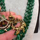 Peacock Moissanite Victoraian Mehendi Finish Monalisa Beads Necklace - Green