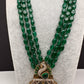 Peacock Moissanite Victoraian Mehendi Finish Monalisa Beads Necklace - Green