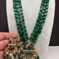 Peacock Moissanite Victoraian Mehendi Finish Monalisa Beads Necklace - Green